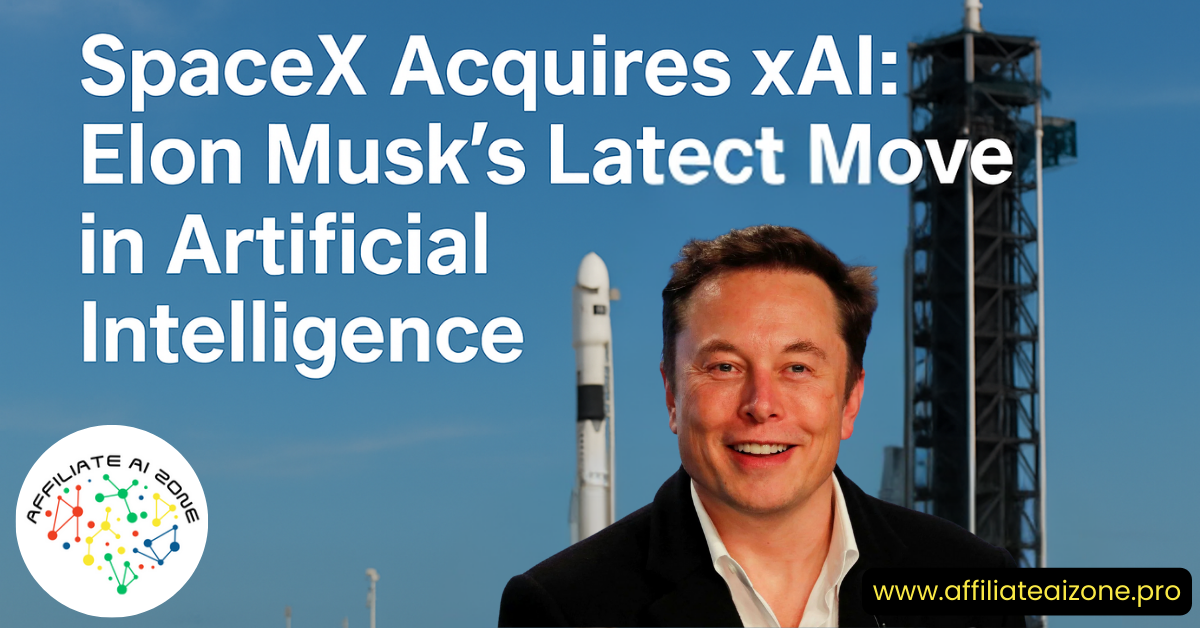 Futuristic illustration of SpaceX rockets launching beside AI-powered data centers with tagline “Where Space Meets AI Innovation.”